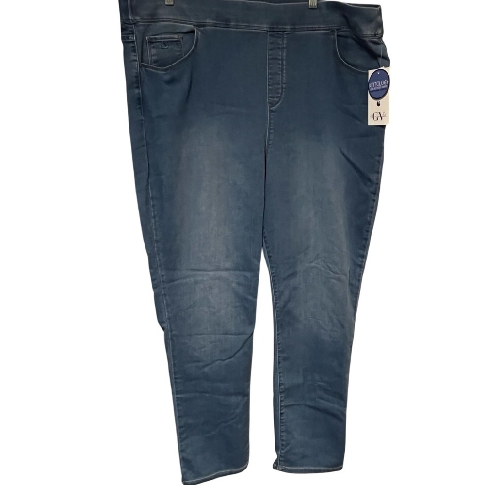 NWT Gloria Vanderbilt Amanda Pull On Knit Jeans Borgo Blue Denim Plus Size 3X‎